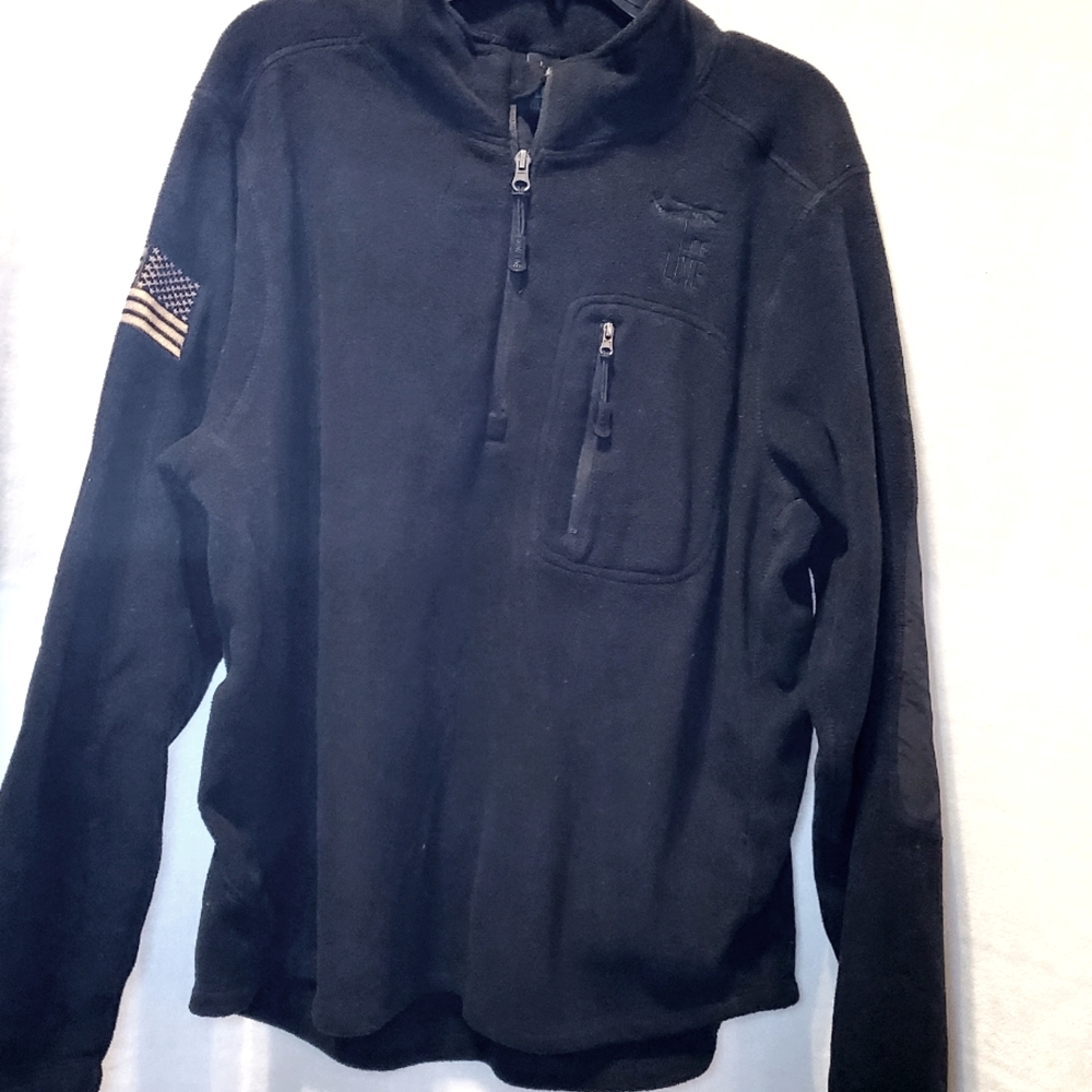 Nine Line Men's Black LG Fleece 1/4 Zip Pullover Elbow Patches #N11